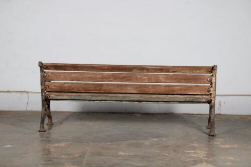 Vintage Indian Teakwood and Cast Iron Garden Bench, 29Hx72x23 - Image 2