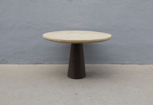 Reclaimed Pine top on an aged Iron Cone Shaped Base, 31Hx47 diameter