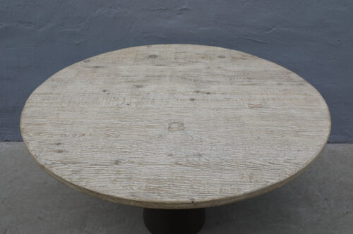 Reclaimed Pine top on an aged Iron Cone Shaped Base, 31Hx47 diameter - Image 2