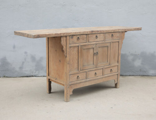 Antique Chinese Bleached Elm Cabinet, 40Hx86x22