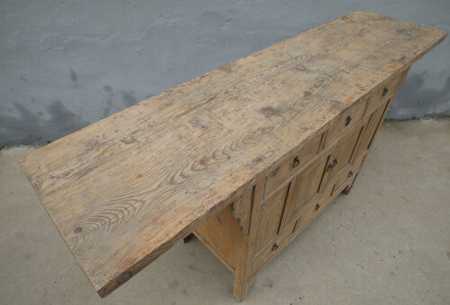 Antique Chinese Bleached Elm Cabinet, 40Hx86x22 - Image 2
