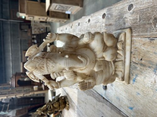 Vintage Indian Marble Ganesh Statue, 10Hx6x3
