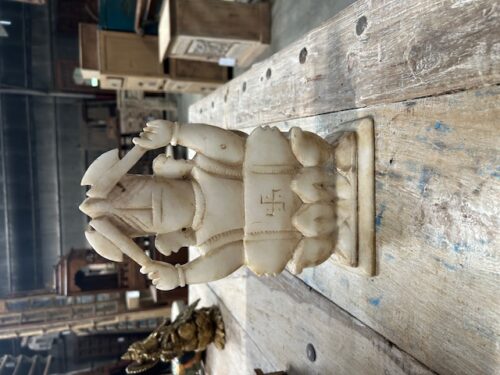 Vintage Indian Marble Ganesh Statue, 10Hx6x3 - Image 4