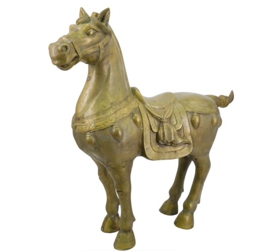 Vintage Chinese Brass Tang-style Horse, 31Hx31x9