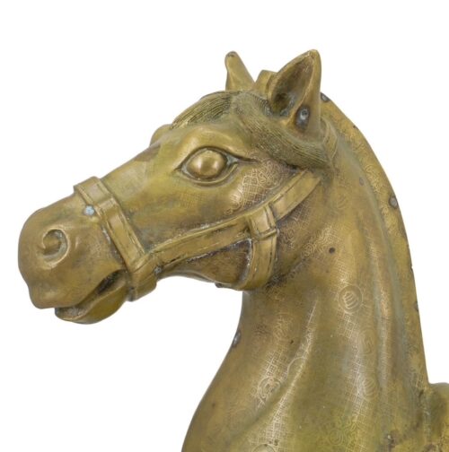 Vintage Chinese Brass Tang-style Horse, 31Hx31x9 - Image 2