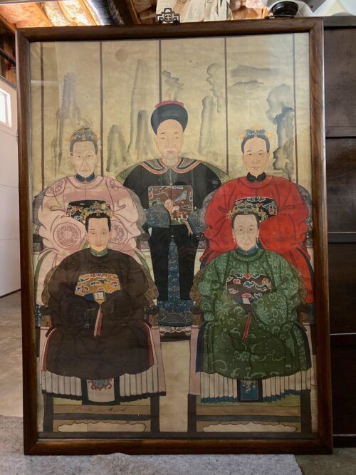 Antique Chinese Ancestral Portrait, 50Hx35.5