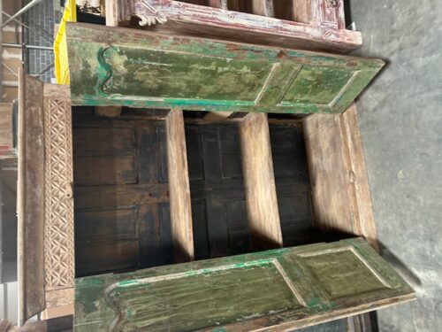 Indian Armoire made from Antique Doors and Carvings, 63Hx33x15.5 - Image 4