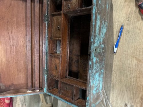 Antique Indian Painted Teakwood Small Writing Box, 9Hx20.75x10.5 - Image 6