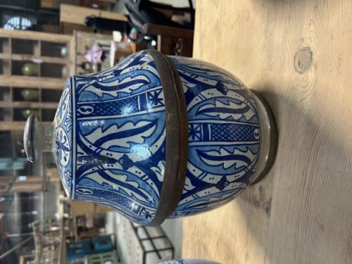19th C. Moroccan Ceramic Jobbana, 13Hx8 at widest