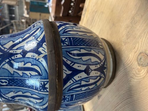 19th C. Moroccan Ceramic Jobbana, 13Hx8 at widest - Image 3