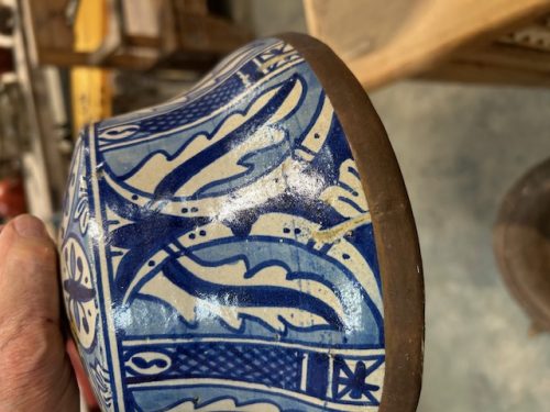 19th C. Moroccan Ceramic Jobbana, 13Hx8 at widest - Image 2