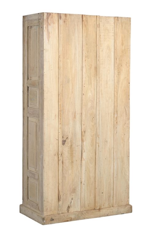 Bleached Indian Colonial Style Teakwood Armoire constructed from antique doors, 79Hx42x21 - Image 5