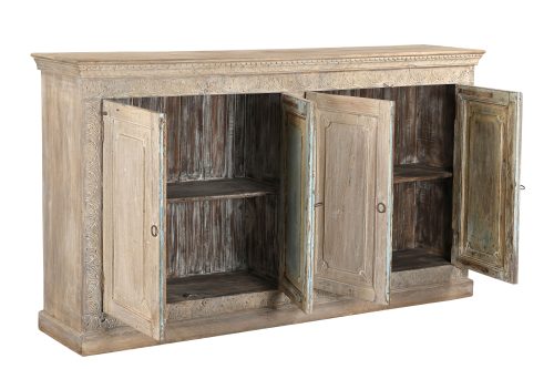 Teakwood Cabinet constructed from Antique Elements, 45Hx84x17 - Image 4