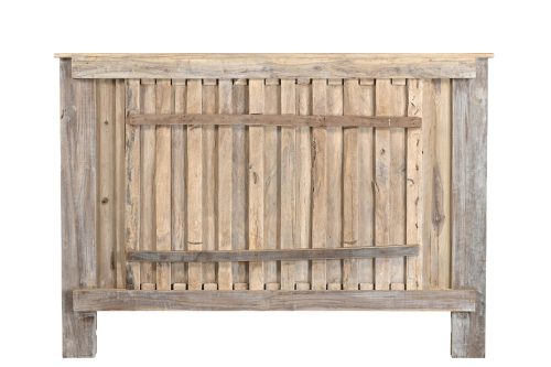 Indian King Size Headboard constucted from an Antique Bleached Teakwood Ceiling Panel, 60Hx85x7 - Image 3