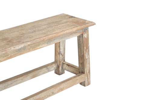 Vintage Indian Painted Teakwood Bench, 17Hx72x12 - Image 2