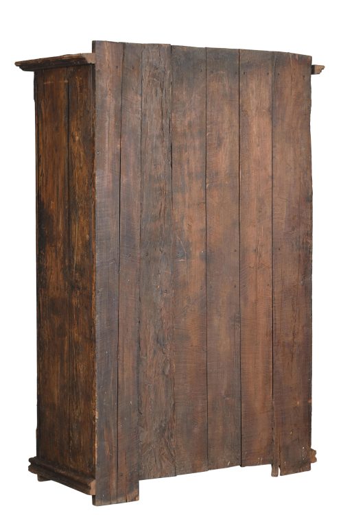 Antique Indian Carved Teakwood 4-door Armoire, 80Hx55x16 - Image 5