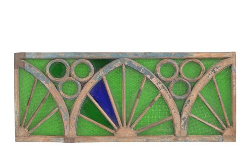 Vintage Indian Painted Teakwood Overdoor/Window Panel or a Queen Size Wall Hanging Queen Headboard, 27Hx64x2