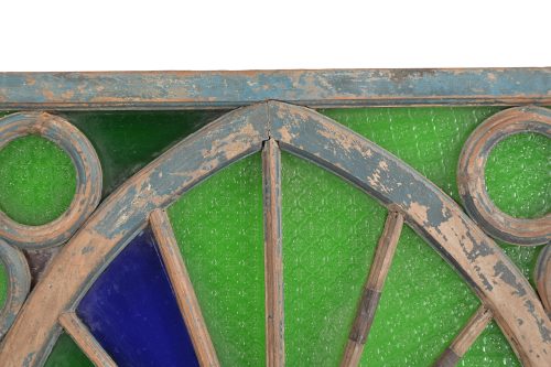 Vintage Indian Painted Teakwood Overdoor/Window Panel or a Queen Size Wall Hanging Queen Headboard, 27Hx64x2 - Image 2