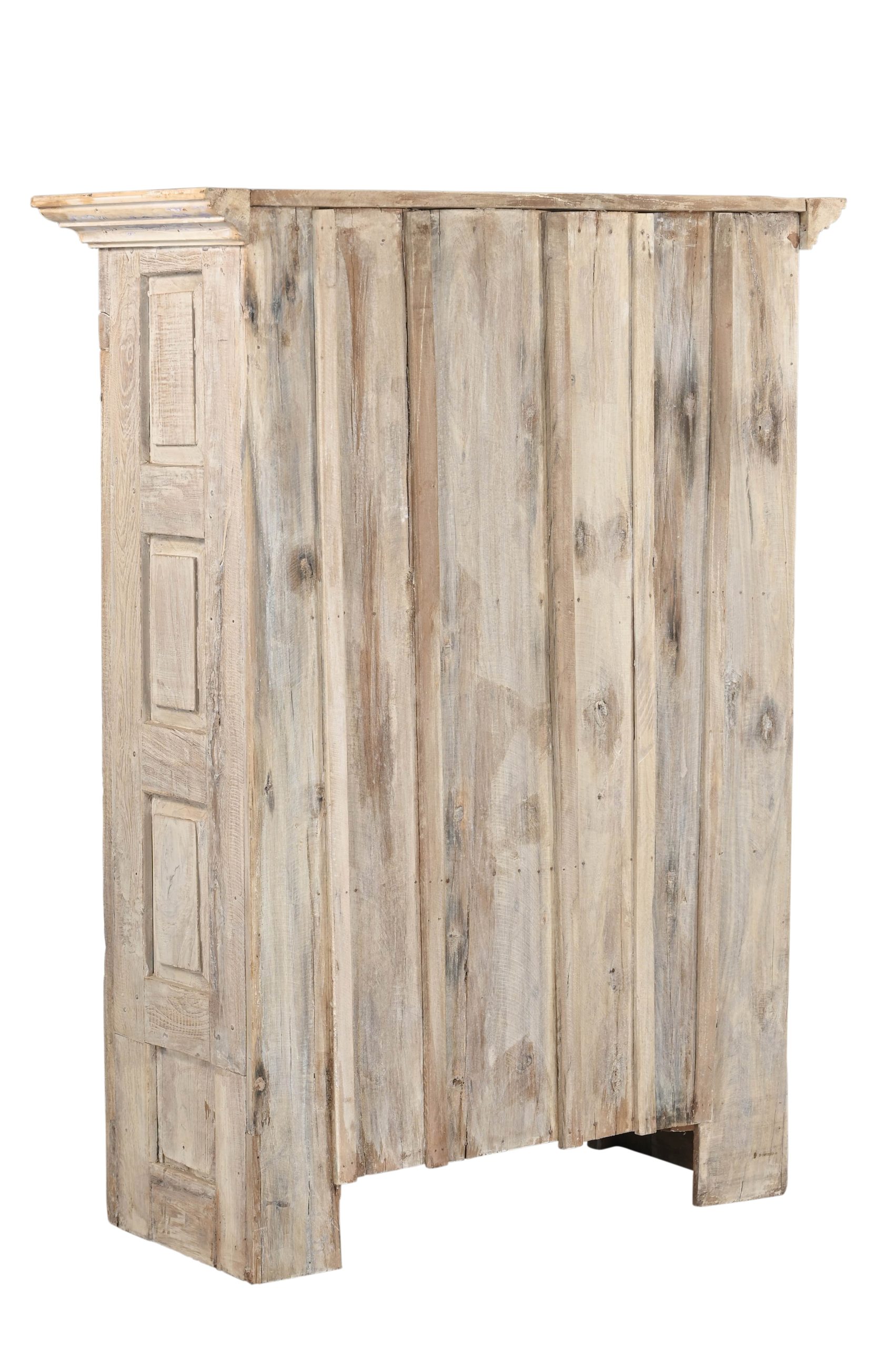 Indian Bleached Teakwood Armoire constructed from antique doors, 53Hx38x18, - Image 5