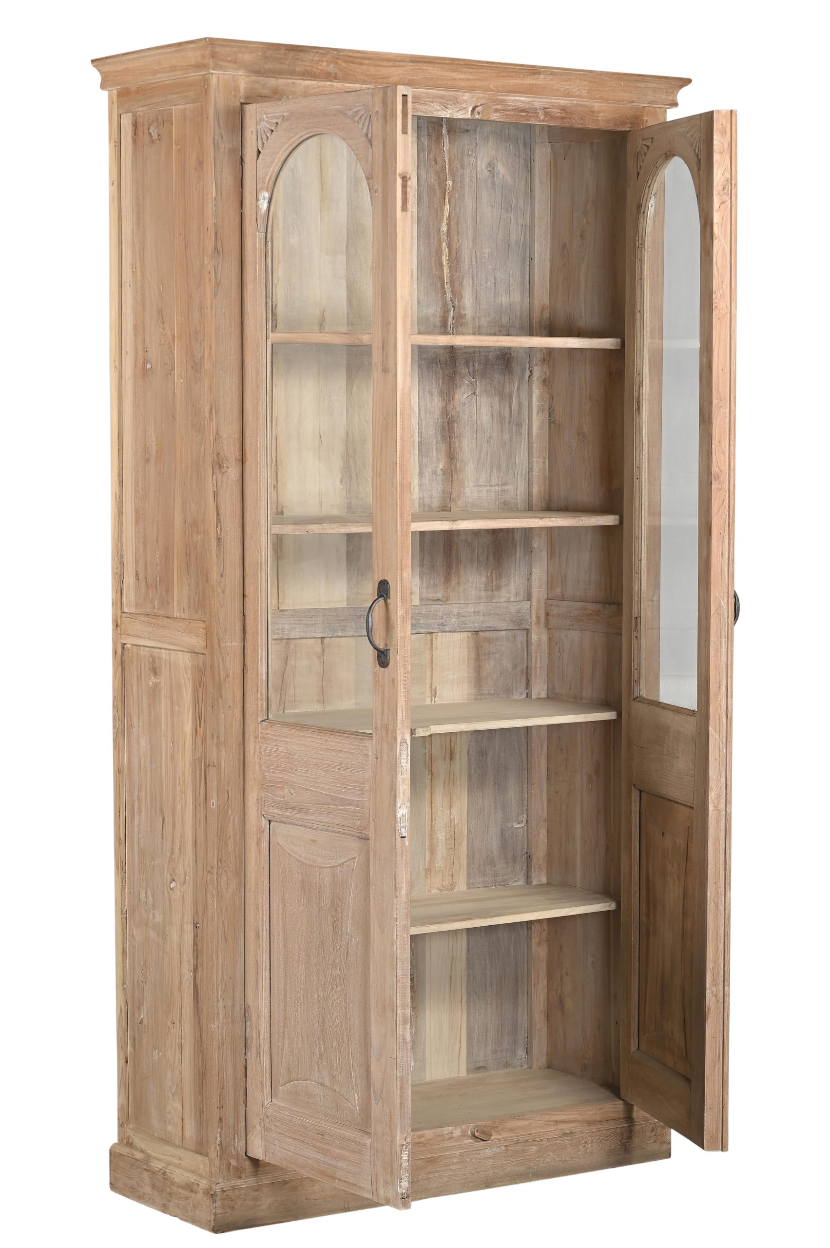 Vintage Anglo-Indian Bleached Teakwood Bookcase/Armoire, 93Hx49x18 - Image 3