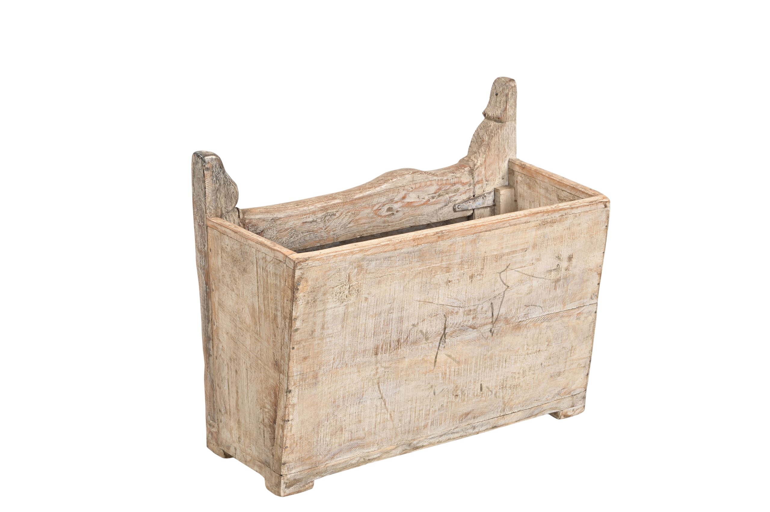 Indian Painted Teakwood Planter constructed from antique elements and Reclaimed wood, 21Hx23x12 - Image 3