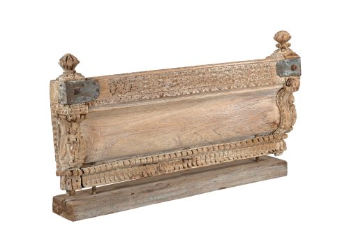 Antique Indian Carved Teakwood Balcony Front on an Iron Stand,