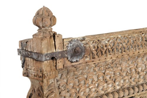 Antique Indian Carved Teakwood Balcony Front on a Stand, 21Hx44x6 - Image 2