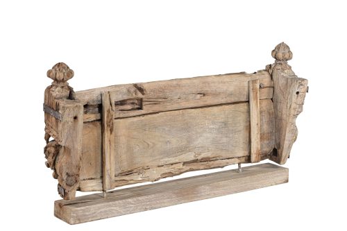 Antique Indian Carved Teakwood Balcony Front on an Iron Stand, - Image 4
