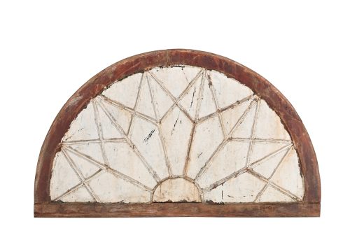 Vintage Anglo/Indian Painted Teakwood Overdoor or wall-mounted Full Size Headboard, 24Hx48x2 - Image 3