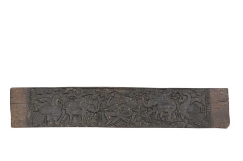 Antique Indian Carved  Teakwood Folk Art Panel of Festival Dancers, 9Hx47x2