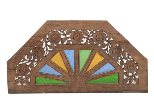 Vintage Indian Carved Teakwood Overdoor or wall hanging Full Size Headboard, 25Hx48x12