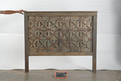 Indian Queen Size Headboard Constructed From an Antique Gate, 54Hx65x4