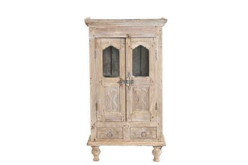 Vintage Indian Bleached Teakwood Small Bookcase/Cabinet, 37Hx21x13 - Image 2