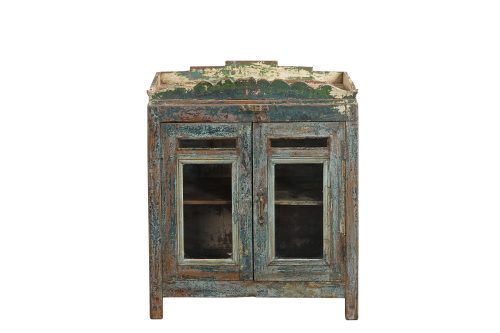 Vintage Indian Painted Teakwood Small Bookcase/Night stand, 27Hx23x15 - Image 3