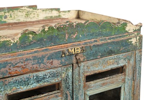 Vintage Indian Painted Teakwood Small Bookcase/Night stand, 27Hx23x15 - Image 2