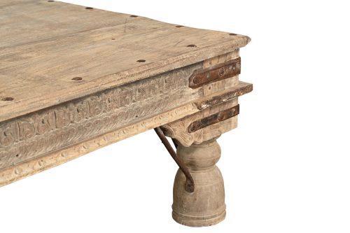 Vintage Indian Bleached Teakwood Low table, 20Hx74x42 - Image 2