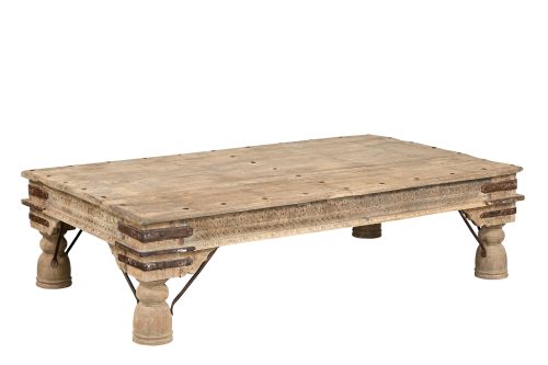 Vintage Indian Bleached Teakwood Low table, 20Hx74x42