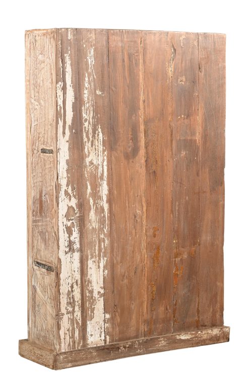 Antique Indian Carved and Painted Small Teakwood Armoire, 57Hx37x13 - Image 5