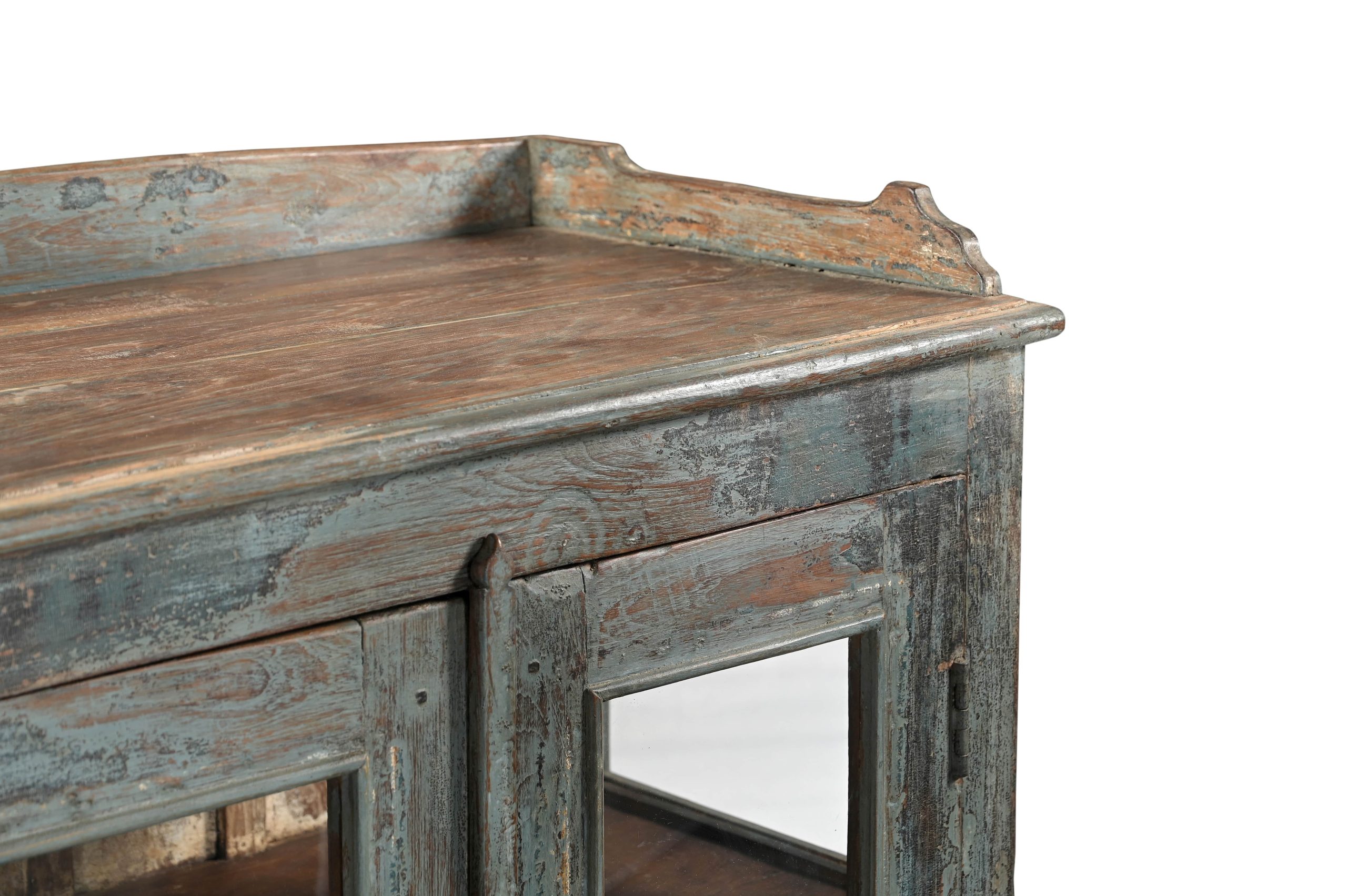 Vintage Indian Painted Teakwood Small Bookcase/Display Cabinet, 51Hx31x17 - Image 2