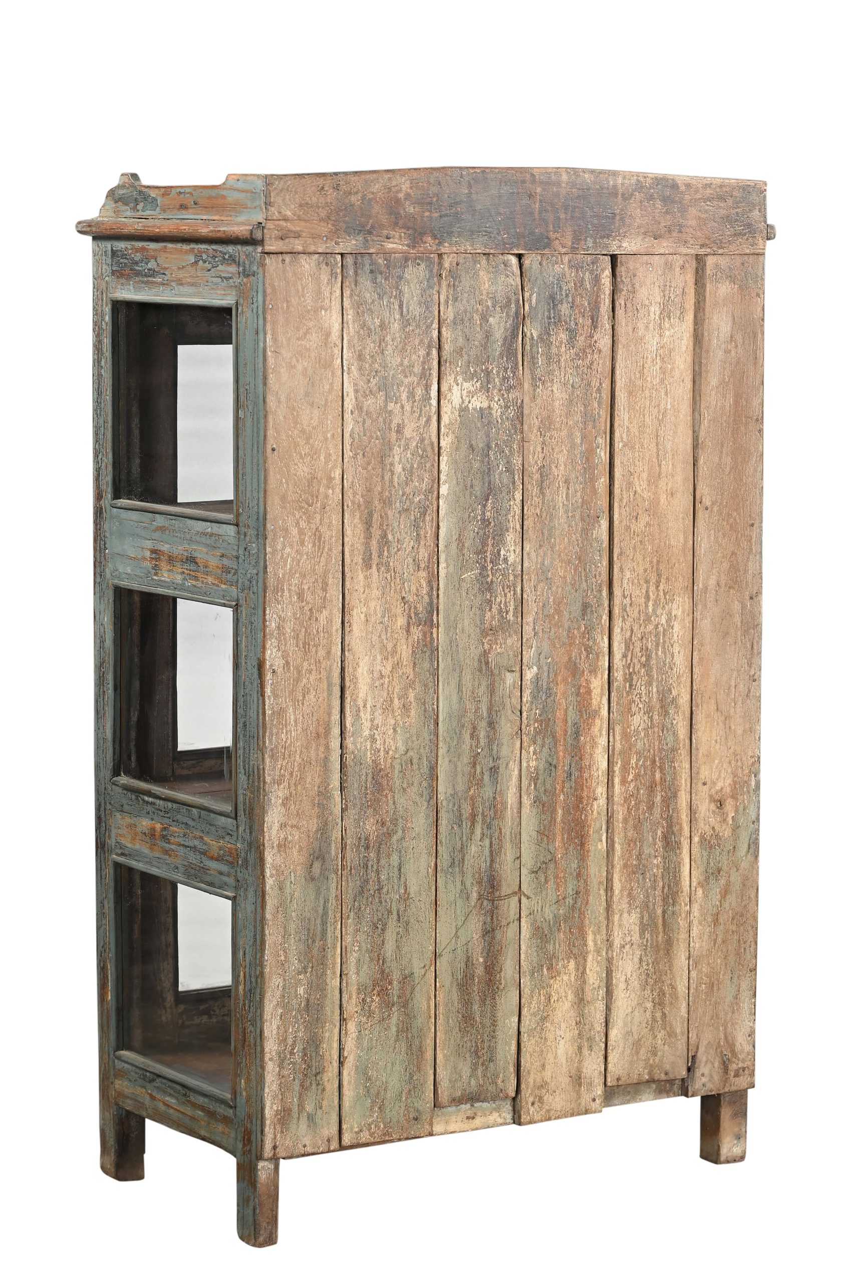 Vintage Indian Painted Teakwood Small Bookcase/Display Cabinet, 51Hx31x17 - Image 5