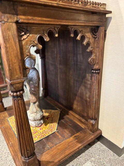 Antique Indian Teakwood Mandir or Home Temple, 50.5Hx43.5x31 - Image 8