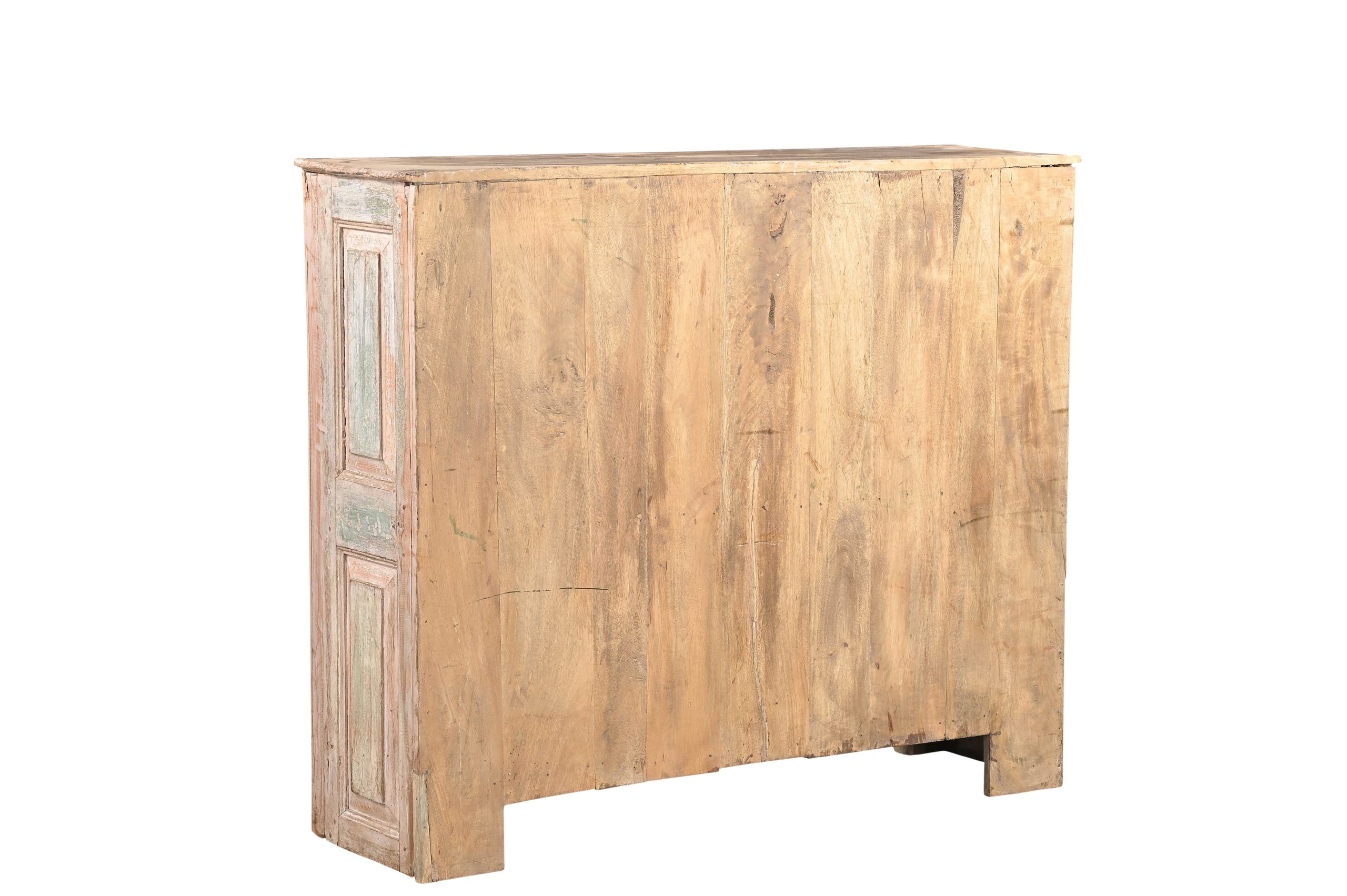 Indian Bleached Teakwood Open Bookcase/Shelf constructed from antique carvings and reclaimed wood, 41Hx49x13 - Image 4