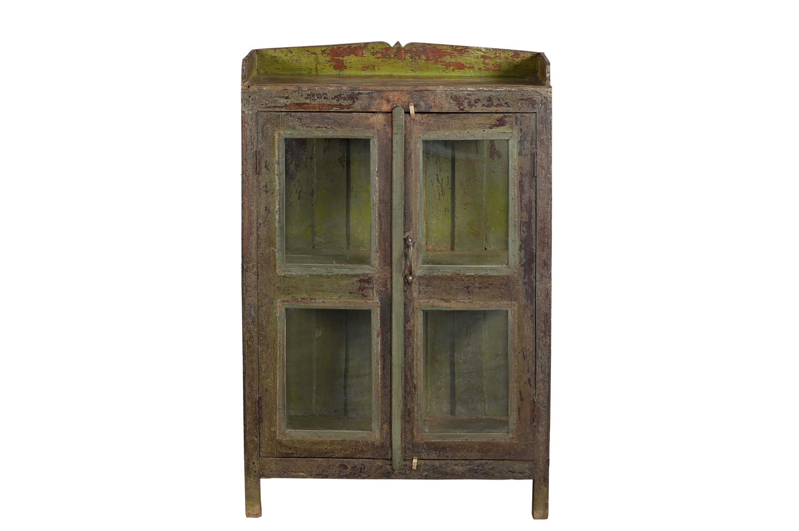 Vintage Indian Painted Teakwood Small Bookcase/Cabinet, 49x33x19 - Image 3