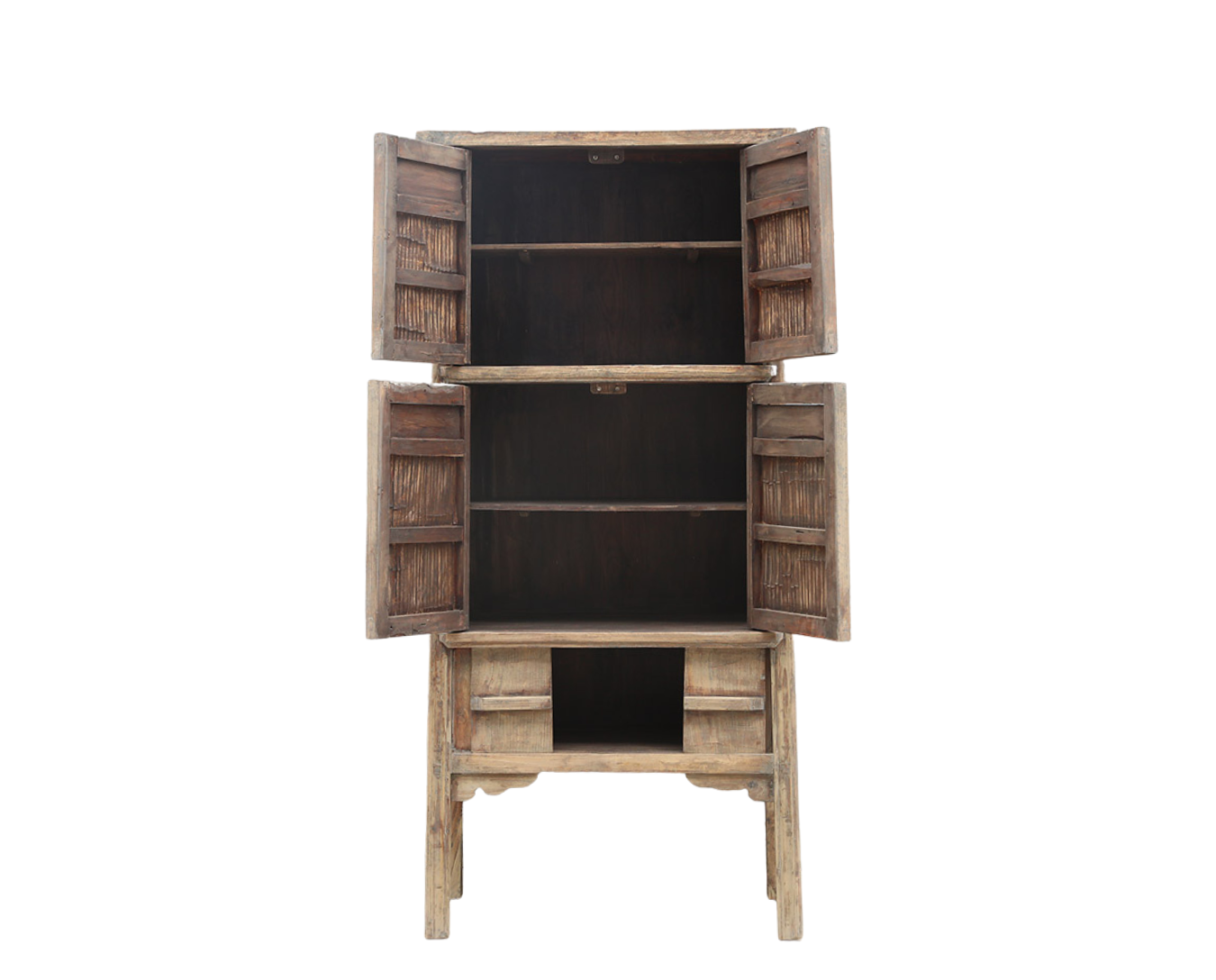 Antique Chinese Pine and Bamboo "Kitchen" Armoire, 74.5Hx34x17 - Image 4