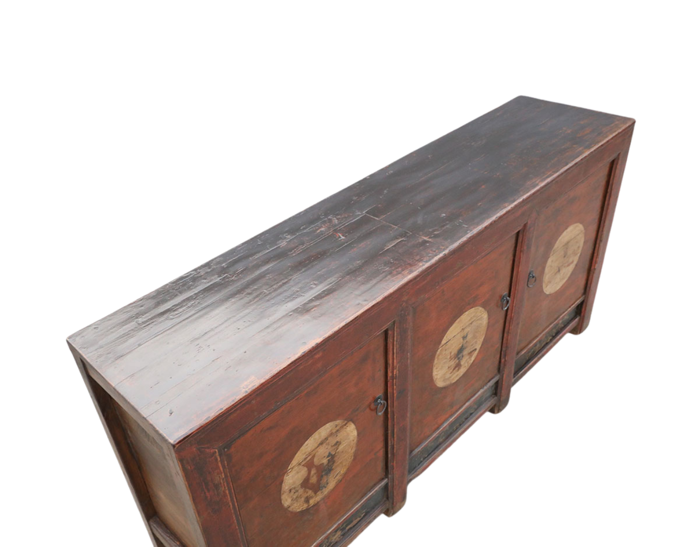 Antique Chinese Painted Rice Cabinet, 35Hx72.5x17.5 - Image 5