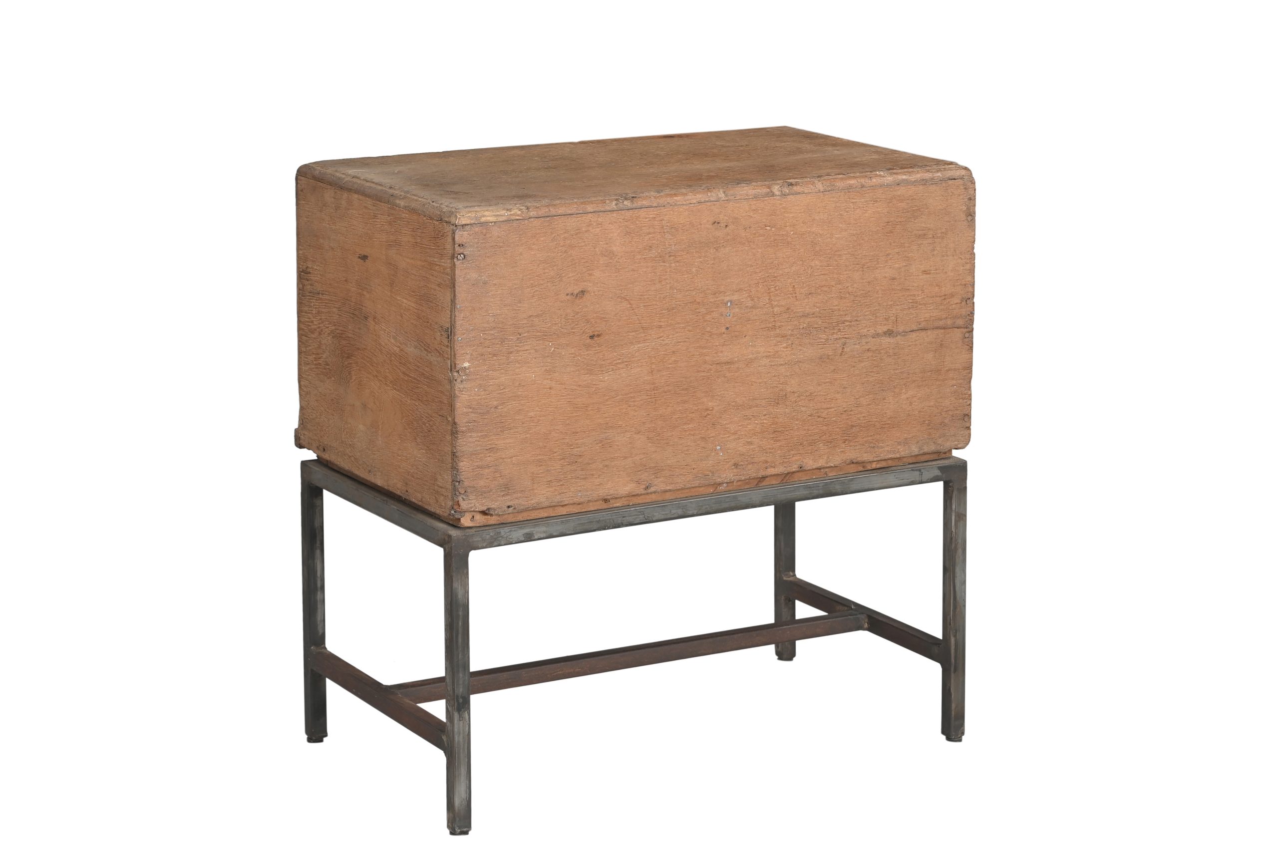 Vintage Indian Teakwood 4-Drawer Chest on Iron Legs, 24"x25x14 - Image 5