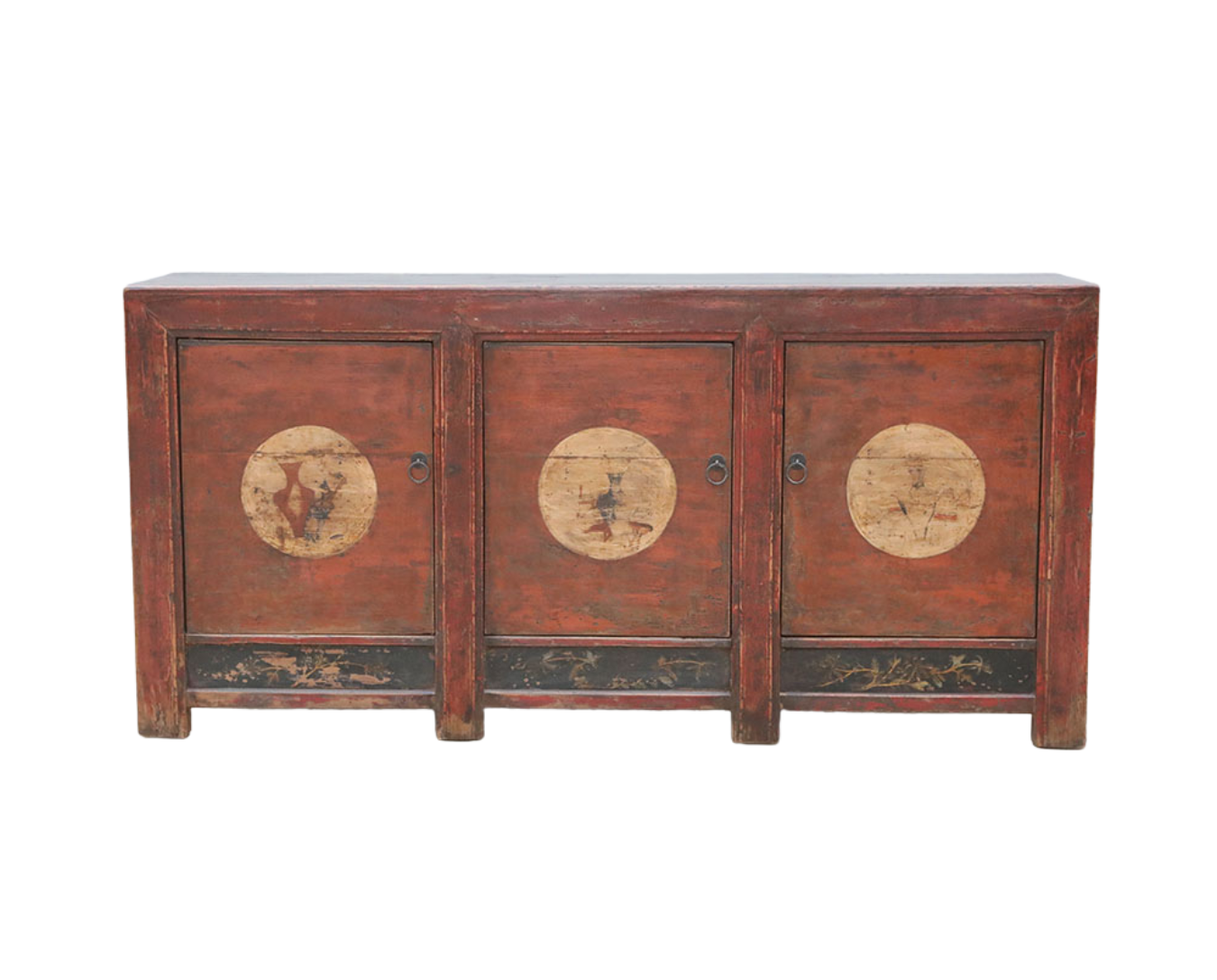 Antique Chinese Painted Rice Cabinet, 35Hx72.5x17.5 - Image 3