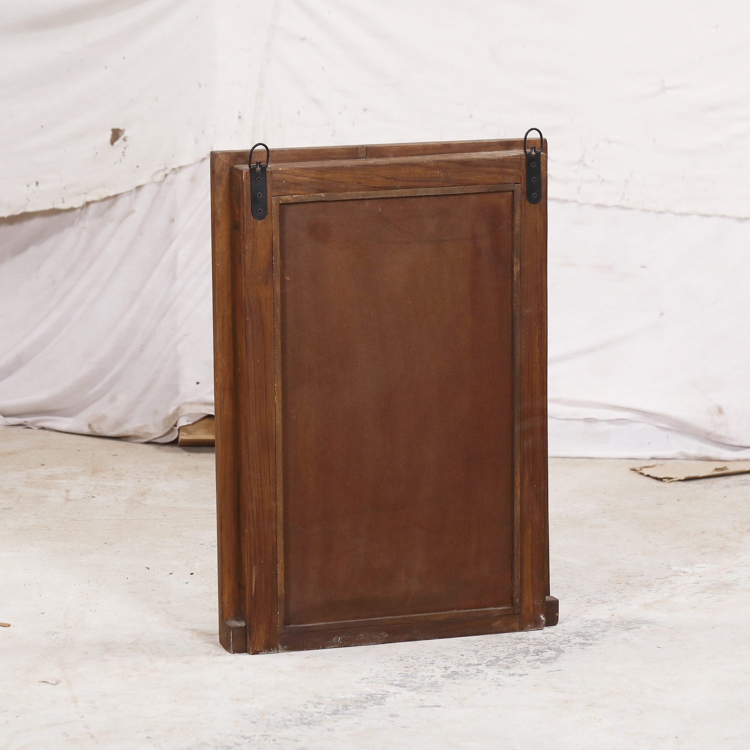Antique Indian Teakwood Carved Window Frame Mirror (2), 20x2x27.5H - Image 5
