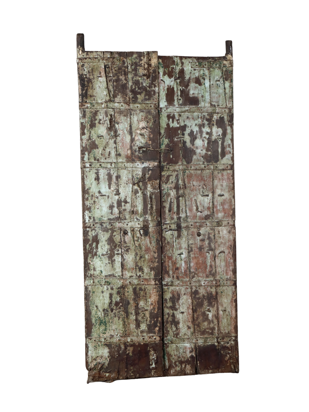 Antique Indian Painted Teakwood Gujarati Door, 19th c., 44.5x5x89H - Image 10