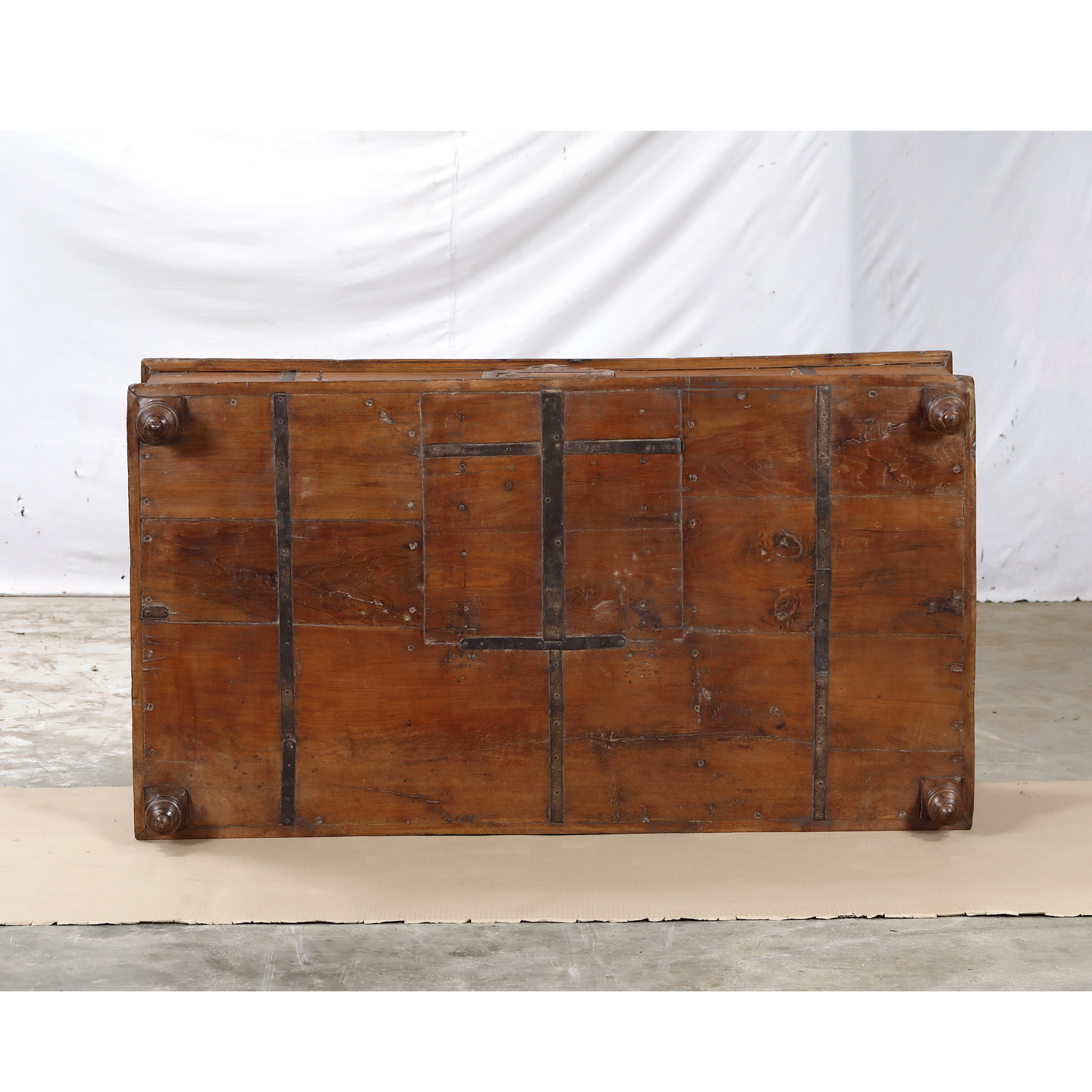 Antique Indian Teakwood Blanket Chest/Coffee Table, 19th c., 52.5x29x18H - Image 4